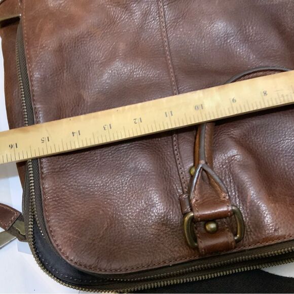 Fossil Briefcase Mens Brown Leather Bag Laptop Messenger - Picture 13 of 13